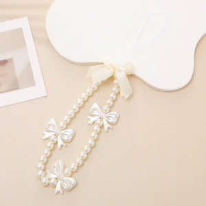 Phone Charm with White Pearls and White Bow Beautiful Gifts
