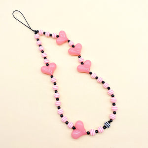 Pink Phone Charm with Pink Heart Gift for Her