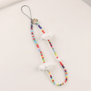 Phone Charm Colorful Pearl with White Clouds Decorate Your Phone
