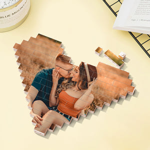 Home Decor Gift Custom Building Brick With Photo Personalized Heart Shape Building Block