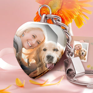 Custom Photo Keychain Crystal Heart Custom Keychains Gifts - Pet Lover