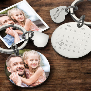 Custom Anniversary Calendar Keychain - Gift For Dad