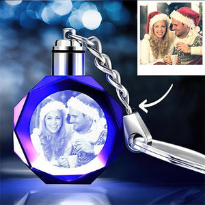 Christmas Gift Custom Crystal Octagon Shape Photo Keychain