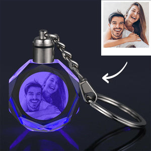 Custom Crystal Couple Photo Keychain