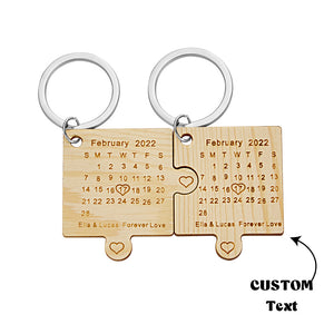 Engraved Keychain Calendar Keychain Customized Jigsaw Keychain Important Date Mark Gift for Lovers