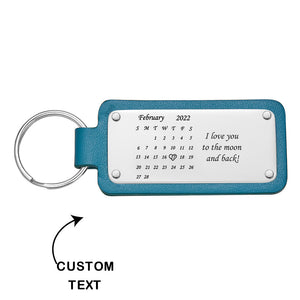 Personalized Keychain With Leather Calendar Keychain Custom Date Anniversary Calendar Anniversary Gift