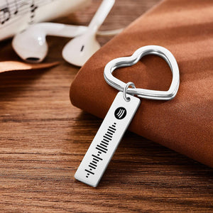 Spotify Code Keychain Metal Keychain with Heart-shaped Keyring Silver