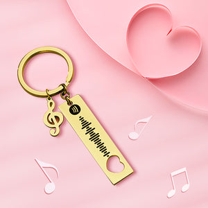 Custom Spotify Code Scannable Music Keychain with Note Gold