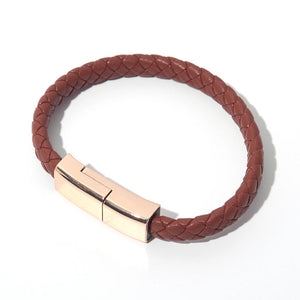 Creative Bracelet Data Cable Woven Leather Gifts - Brown