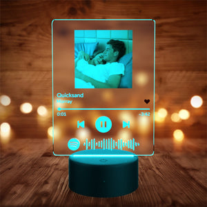 White Elephant Gifts Spotify Glass Art Night Light Personalized Song Plaque Anniversary gifts Spotify Frame Scannable Music Plaque