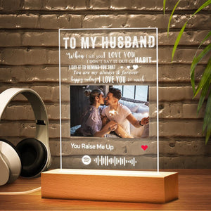 TO MY HUSBAND - Personalized Spotify Code Music Plaque Night Light(5.9in x 7.7in)