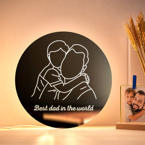 Personalized Photo Round Mirror Colorful Lamp Line Drawing Led Night Light Exquisite Home Gifts - Getcustomphonecase