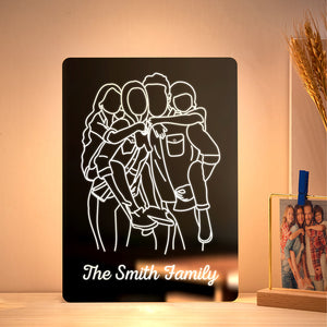 Personalized Photo Rectangle Mirror Colorful Lamp Line Drawing Led Night Light Exquisite Home Gifts - Getcustomphonecase