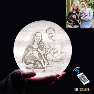 Personalized 3D Printing Photo&Engraved Jupiter Lamp - For Family - Remote Control 16 Colors(10cm-20cm)