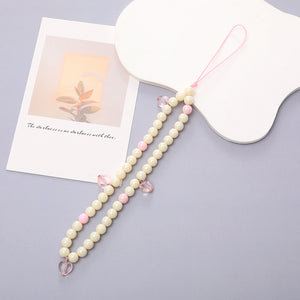 White Pearl Phone Charm with Pink Love Special Gifts for Her