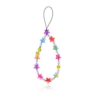 Colorful Five-pointed Star with Yellow Smiley Phone Charm Gift with Personality