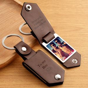 Drive Safe Keychain to My Bro Custom Leather Photo Text Keychain with Engraved Text - Myphotowallet