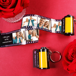 Camera Roll Keychain Personalized Photo Keychain with Photo and Text QR code Couple Gifts