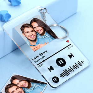 Personalized Spotify Code Music Plaque Keychain(2.1in x 3.4in) - Couple