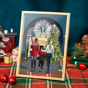 Custom Gifts Cartoon Christmas Family Plauqe with Golden Frame