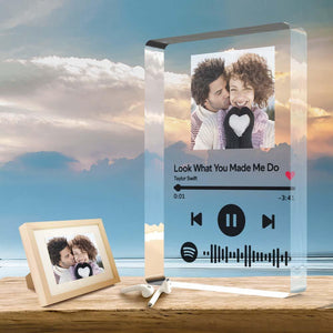 Custom Spotify Plaque Clear Thick Acrylic Block Spotify Code Music Photo Frame Gift
