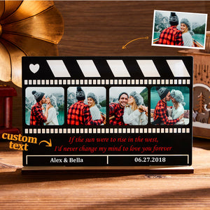Custom Photo Engraved Ornaments Creative Clapperboard Plaque Couple Gifts