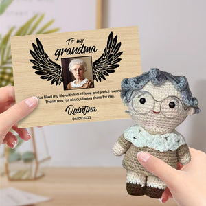 Personalized Crochet Doll Handmade Dolls Look alike Custom Photo with Memorial Card To My Grandma or Grandpa - Getcustomphonecase