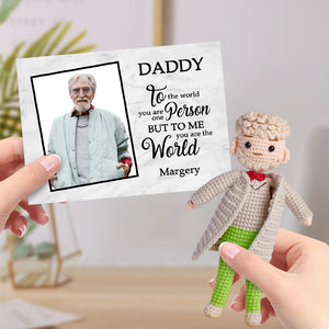 Custom Crochet Doll Handmade Mini Dolls Look alike Your Photo with Personalized Card Gifts for Father - Getcustomphonecase