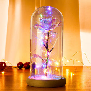 Galaxy Rose In Glass Dome with Led lights Mood Lighting