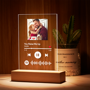 Gifts for Father Spotify Glass Art Personalized Spotify Code Music Plaque Spotify Night Light Plaque (5.9in x 7.7in)