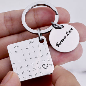 Customized Photo Calendar Keyrchain | Personalized Keychain Engraved Date
