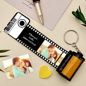 Custom Engraved Name and Text Camera Roll Keychain Personalized Photo Film Roll Keychain Gift For Lover