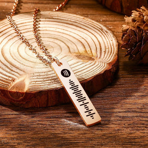 Personalized Bar Necklace Spotify Code Necklace Custom Music Spotify Scan Code Stainless Steel Necklace Rose Gold