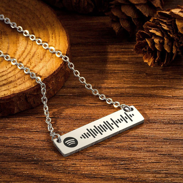 Mother's Day Gifts - Personalized Bar Necklace Spotify Code Necklace Custom Music Spotify Scan Code Stainless Steel Necklace Gift