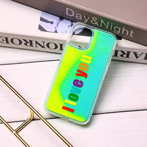 Custom Neon Quicksand iphone Case - Love