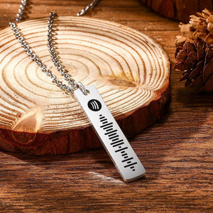Mother's Day Gifts - Personalized Bar Necklace Spotify Code Necklace Custom Music Spotify Scan Code Stainless Steel Necklace