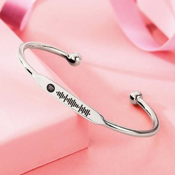 Mother's Day Gifts - Spotify Code Music Bracelet Custom Spotify Favorite Song Silver