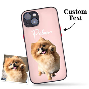 Custom Pet Photo Pink iPhone Case with Text Protective Phone Case