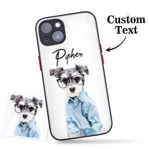 Custom Pet Photo White iPhone Case with Text Protective Phone Case