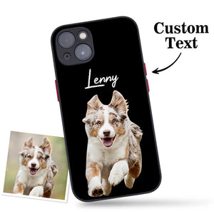 Custom Pet Photo Black iPhone Case with Text Protective Phone Case
