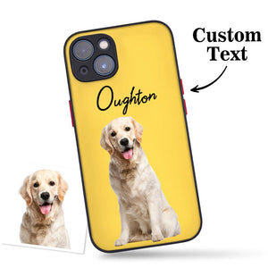 Custom Pet Photo Yellow iPhone Case with Text Protective Phone Case