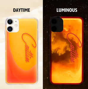 Custom Name Neon Yellow Case Orange Red Quicksand iphone Case