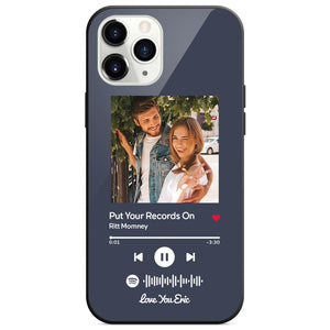 Custom Spotify Code Music iphone Case With Text-Dark Blue