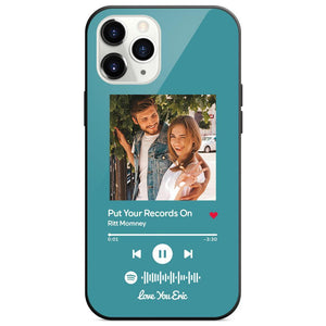 Custom Spotify Code Music iphone Case With Text-Light Blue