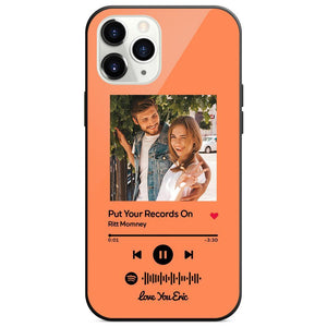 Custom Spotify Code Music iphone Case With Text-Orange