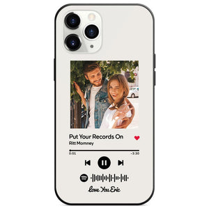 Custom Spotify Code Music iphone Case With Text-White