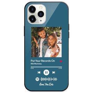 Custom Spotify Code Music iphone Case With Text-Blue