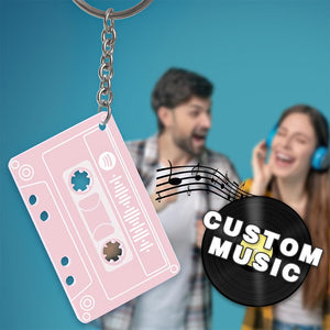 Custom Spotify Code Music Song Keychain Memorial Gifts-Pink