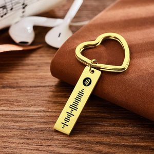 Spotify Code Keychain Metal Keychain with Heart-shaped Keyring Gold