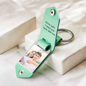 Personalized Leather Photo Keychain Custom Engraved Text Commemorative Keychain Anniversary Gifts